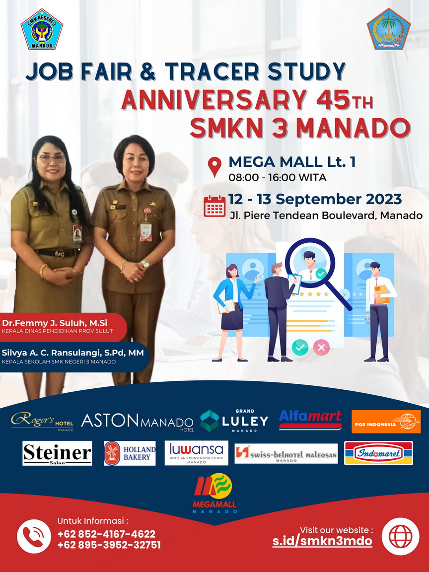 Job Fair SMKN 3 Manado dan Tracer Study Meriahkan Anniversary Ke-45 Sekolah: Ribuan Peluang Kerja Menanti!
